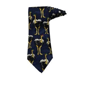 Carlo Ricci Ostrich Birds Vintage 100% Silk Necktie